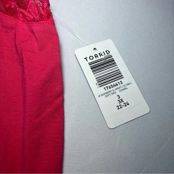 Torrid Feminine Bright Pink Lace Sleeveless Top-NWT Size 3 (22/24) - Picture 7 of 13